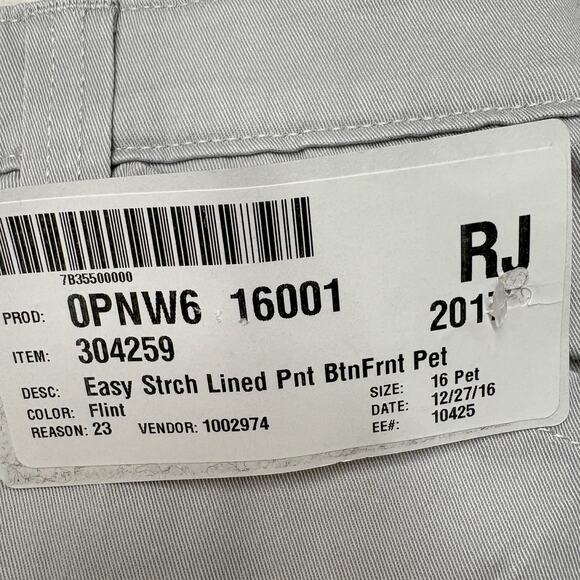 LL Bean Flannel Lined Pants Women Size 16P Petite Gray Chino Classic Fit Casual - Picture 4 of 11